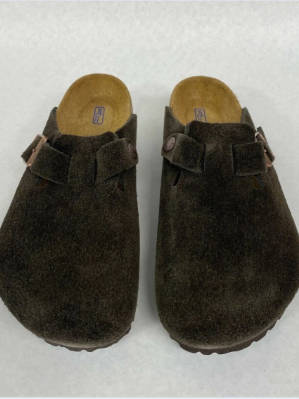 Birkenstock Boston Soft Footbed Mocha Suede Leather Narrow Width Sandals